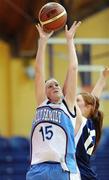 27 January 2009; Michelle Connolly, Holy Family Newbridge, in action against Kelly Hamilton, Methody College. Girls U16 C Final, Methodist College, Belfast, Co. Antrim v Holy Family Newbridge, Co. Kildare, National Basketball Arena, Tallaght, Co. Dublin. Photo by Sportsfile