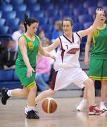 27 January 2009; Nicole Kelly, Clonaslee Vocational School, in action against Aoife Leahy, Hazelwood College. Girls U19 C Final, Hazelwood College, Limerick v Clonaslee Vocational School, Co. Laois, National Basketball Arena, Tallaght, Co. Dublin. Photo by Sportsfile