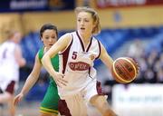 27 January 2009; Maura Flanagan, Hazelwood College, in action against Nicole Kelly, Clonaslee Vocational School. Girls U19 C Final, Hazelwood College, Limerick v Clonaslee Vocational School, Co. Laois, National Basketball Arena, Tallaght, Co. Dublin. Photo by Sportsfile