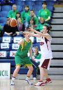 27 January 2009; Aoife Leahy, Hazelwood College, in action against Ciara O'Donovan, Clonaslee Vocational School. Girls U19 C Final, Hazelwood College, Limerick v Clonaslee Vocational School, Co. Laois, National Basketball Arena, Tallaght, Co. Dublin. Photo by Sportsfile