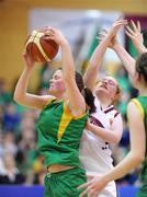 27 January 2009; Siobhan Conroy, Clonaslee Vocational School, in action against Celia Cremin, Hazelwood College. Girls U19 C Final, Hazelwood College, Limerick v Clonaslee Vocational School, Co. Laois, National Basketball Arena, Tallaght, Co. Dublin. Photo by Sportsfile