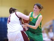 27 January 2009; Miriam Noonan, Hazelwood College, in action against Hannah Russell, Clonaslee Vocational School. Girls U19 C Final, Hazelwood College, Limerick v Clonaslee Vocational School, Co. Laois, National Basketball Arena, Tallaght, Co. Dublin. Photo by Sportsfile