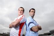 27 January 2009; At the launch of the Setanta Sports Allianz National League coverage is Tyrone footballer Brian McGuigan and Dublin’s David Henry. Dublin v Tyrone will be broadcast live on Setanta Ireland at 7.30pm on Saturday January 31st. Setanta's coverage of this game will include all the colour and excitement of the firework celebrations which will mark 125 years of the GAA. Clarion Hotel, IFSC, Dublin. Picture credit: Brian Lawless / SPORTSFILE