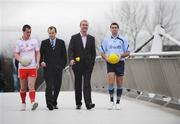 27 January 2009; At the launch of the Setanta Sports Allianz National League coverage is Setanta Sports Ireland CEO Niall Cogley, second from left, and Setanta Sports presenter Daire O’Brien, second from right, with Tyrone footballer Brian McGuigan and Dublin’s David Henry. Dublin v Tyrone will be broadcast live on Setanta Ireland at 7.30pm on Saturday January 31st. Setanta's coverage of this game will include all the colour and excitement of the firework celebrations which will mark 125 years of the GAA. Clarion Hotel, IFSC, Picture credit: Brian Lawless / SPORTSFILE