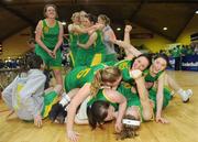 27 January 2009; Clonaslee Vocational School celebrate at the end of the game. Girls U19 C Final, Hazelwood College, Limerick v Clonaslee Vocational School, Co. Laois, National Basketball Arena, Tallaght, Co. Dublin. Photo by Sportsfile