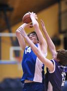 27 January 2009; Neil McLaughlin, St. Columbus, in action against Michael Downes, Presentation Brothers College. Boys U16 C Final, Presentation College, Cork v St. Columbus, Derry, National Basketball Arena, Tallaght, Co. Dublin. Photo by Sportsfile