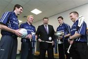 27 January 2009; Sean Healy, Managing Director Sales Business Banking, Ulster Bank, with college and intercounty football and hurling stars, from left, Justin McMahon, St. Mary's Belfast / Tyrone, Mark Vaughan, DIT / Dublin, TJ Reid, Waterford IT / Kilkenny, and Richie Hogan, St. Patricks College / Kilkenny, at the launch of the 2009 Ulster Bank Higher Education Championship. Croke Park, Dublin. Picture credit: Pat Murphy / SPORTSFILE