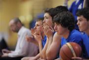 27 January 2009; The St. Mary’s, Rathmines, bench near the end of the game. Boys U19 C Final, St. Mary’s, Rathmines, Dublin v St. Joseph’s, Derry, National Basketball Arena, Tallaght, Co. Dublin. Photo by Sportsfile