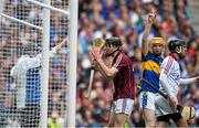 16 August 2015; Padraig Mannion, Galway, remonstrates with the umpire, after signaling for a 65 for Tipperary, only for referee Barry Kelly to over rule and judge it as a wide. GAA Hurling All-Ireland Senior Championship, Semi-Final, Tipperary v Galway. Croke Park, Dublin. Picture credit: David Maher / SPORTSFILE