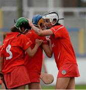 16 August 2015; Cork players celebrate at the final whistle. Liberty Insurance All Ireland Senior Camogie Championship, Semi-Final, Cork v Kilkenny. Walsh Park, Waterford. Picture credit: Sam Barnes / SPORTSFILE