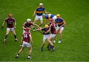 16 August 2015; Shane McGrath, Tipperary, in action against Galway players, left to right, Conor Whelan, Jason Flynn, Joe Canning, and Jonathan Glynn. GAA Hurling All-Ireland Senior Championship, Semi-Final, Tipperary v Galway. Croke Park, Dublin. Picture credit: Dáire Brennan / SPORTSFILE