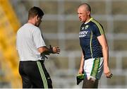 17 August 2015; Kerry's Kieran Donaghy speaks with manager Eamonn Fitzmaurice during squad training. Fitzgerald Stadium, Killarney, Co. Kerry. Picture credit: Ramsey Cardy / SPORTSFILE