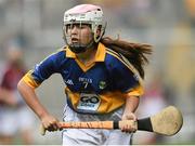 16 August 2015; Ciara Doran, St Mary’s PS, Portaferry, Down, representing Tipperary, in action during the Cumann na mBunscol INTO Respect Exhibition Go Games 2015 at Tipperary v Galway - GAA Hurling All-Ireland Senior Championship Semi-Final. Croke Park, Dublin. Picture credit: David Maher / SPORTSFILE