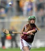 16 August 2015; Leanna Roche, Scoil Naomh Erc, Ballyheigue, Tralee, Kerry, representing Galway, in action during the Cumann na mBunscol INTO Respect Exhibition Go Games 2015 at Tipperary v Galway - GAA Hurling All-Ireland Senior Championship Semi-Final. Croke Park, Dublin. Picture credit: David Maher / SPORTSFILE
