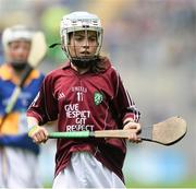 16 August 2015;Roisín Ní Bhuachalla, Gaelscoil na Cruaiche, Westport, Mayo, representing Galway, in action during the Cumann na mBunscol INTO Respect Exhibition Go Games 2015 at Tipperary v Galway - GAA Hurling All-Ireland Senior Championship Semi-Final. Croke Park, Dublin. Picture credit: David Maher / SPORTSFILE
