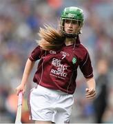 16 August 2015; Leanna Roche, Scoil Naomh Erc, Ballyheigue, Tralee, Kerry, representing Galway, in action during the Cumann na mBunscol INTO Respect Exhibition Go Games 2015 at Tipperary v Galway - GAA Hurling All-Ireland Senior Championship Semi-Final. Croke Park, Dublin. Picture credit: David Maher / SPORTSFILE