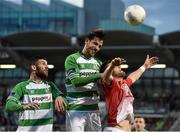 17 August 2015; Max Blanchard, Shamrock Rovers, in action against Steven Beattie, Cork City. SSE Airtricity League Premier Division, Shamrock Rovers v Cork City. Tallaght Stadium, Tallaght, Co. Dublin. Picture credit: David Maher / SPORTSFILE