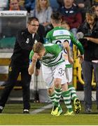 17 August 2015; Damien Duff, Shamrock Rovers, comes on as a substitute to make his debut in place of team-mate Brandon Miele. SSE Airtricity League Premier Division, Shamrock Rovers v Cork City. Tallaght Stadium, Tallaght, Co. Dublin. Picture credit: David Maher / SPORTSFILE