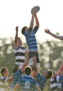 28 January 2009; Adam Bowtell, St Gerard's, takes the ball in the lineout against Enda McCarthy, Belvedere College. Leinster Schools Senior Cup 1st Round, Belvedere College v St Gerard's. Templeville Road, Dublin. Picture credit: Diarmuid Greene / SPORTSFILE