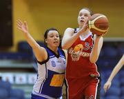 23 January 2009; Louise O'Connor, St Mary's, in action against Clodagh Scannell, Glanmire. Women's U18 National Cup Final, Glanmire, Cork, v St Mary's, Castleisland, Co. Kerry, National Basketball Arena, Tallaght, Dublin. Picture credit: Brendan Moran / SPORTSFILE