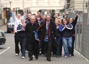 29 January 2009; Drogheda United Club Chairman Vincent Hoey, left, and Club Promotions Officer Terry Collins with Drogheda United supporters leaving the High Court where they represented Drogheda United Football Club at an Examinership hearing. The Four Courts, Dublin. Picture credit: Stephen McCarthy / SPORTSFILE