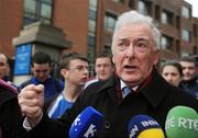 29 January 2009; Drogheda United Club Chairman Vincent Hoey speaking to the media having left the High Court where he represented Drogheda United Football Club at an Examinership hearing. The Four Courts, Dublin. Picture credit: Stephen McCarthy / SPORTSFILE