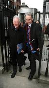 29 January 2009; Drogheda United Club Chairman Vincent Hoey, left, and Club Promotions Officer Terry Collins leaving the High Court where they represented Drogheda United Football Club at an Examinership hearing. The Four Courts, Dublin. Picture credit: Stephen McCarthy / SPORTSFILE