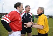 29 January 2009; David Humphreys, Ulster 1999 European Champions, and Maurice Field, Wooden Spoon Select XV, receive instructions from Clayton Thomas, Wales, original 1999 referee. Ulster 10th Anniversary Game, Ulster 1999 European Champions v Ulster Rugby Select XV, Ulster 1999 European Champions v Ulster Rugby Select XV. Picture credit: Oliver McVeigh / SPORTSFILE