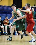 24 January 2009; Cian Nihill, An Cearnog Nua, Moycullen, in action against Tom Fleming, Team Garvey's St Mary's. Men's Senior Cup Final, Team Garvey's St Mary's, Castleisland, Co. Kerry v An Cearnog Nua, Moycullen, Co. Galway, National Basketball Arena, Tallaght. Picture credit: Brendan Moran / SPORTSFILE