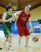 24 January 2009; Brian Clernon, Team Garvey's St Mary's, in action against Eoghan Maxwell, An Cearnog Nua, Moycullen. Men's Senior Cup Final, Team Garvey's St Mary's, Castleisland, Co. Kerry v An Cearnog Nua, Moycullen, Co. Galway, National Basketball Arena, Tallaght. Picture credit: Brendan Moran / SPORTSFILE