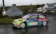 30 January 2009; Jari-Matti Latvala, driving a Ford Focus WRC, comes to a halt after puncturing his front left tyre during Stage 2 in Rally Ireland 2009. Co. Cavan. Picture credit: Philip Fitzpatrick / SPORTSFILE