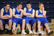 28 January 2009; The Colàiste Choilm Ballincollig bench in the dying moments of the match. Boys U19 A Final, St. Malachy’s, Belfast, Co. Antrim v Colàiste Choilm Ballincollig, Co. Cork, National Basketball Arena, Tallaght, Co. Dublin. Picture credit: Brian Lawless / SPORTSFILE