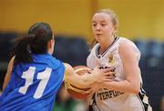 28 January 2009; Mellissa Stone, Mercy Waterford, in action against Ciara Newell, Calasantius Oranmore. Girls U19 A Final, Calasantius Oranmore, Co. Galway v Mercy Waterford, National Basketball Arena, Tallaght, Co. Dublin. Picture credit: Brian Lawless / SPORTSFILE