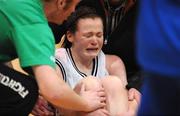 28 January 2009; Mercy Waterford captain Sinead Deegan shows her emotions after defeat in the final. Girls U19 A Final, Calasantius Oranmore, Co. Galway v Mercy Waterford, National Basketball Arena, Tallaght, Co. Dublin. Picture credit: Brian Lawless / SPORTSFILE