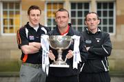 29 January 2009; Charlie Vernon, Armagh, Paddy Bradley, Derry, and Brian Dooher, Tyrone, pictured at the Northern Irish launch of Allianz GAA Football Leagues 2009. Jurys Inn Belfast, Great Victoria St, Belfast. Picture credit: Oliver McVeigh / SPORTSFILE