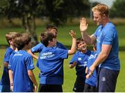 18 August 2015; Leinster rugby players Aaron Dundon and James Tracy visited the Bank of Ireland Summer Camp in North Kildare RFC  for a Q&A session, autograph signings, and a few games on the pitch. North Kildare RFC, Kilcock, Co. Kildare. Picture credit: Seb Daly / SPORTSFILE