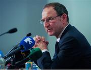 18 August 2015; Republic of Ireland manager Martin O'Neill during a squad announcement. FAI Headquarters, Abbotstown, Dublin. Picture credit: Seb Daly / SPORTSFILE