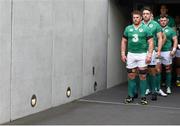 15 August 2015; Ireland captain Sean O'Brien prepares to lead his side out before the game. Rugby World Cup Warm-Up Match. Ireland v Scotland. Aviva Stadium, Lansdowne Road, Dublin. Picture credit: Brendan Moran / SPORTSFILE