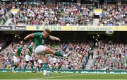 15 August 2015; Ian Madigan, Ireland, kicks a penalty. Rugby World Cup Warm-Up Match. Ireland v Scotland. Aviva Stadium, Lansdowne Road, Dublin. Picture credit: Brendan Moran / SPORTSFILE