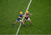 16 August 2015; Andrew Kelly, Ballintotas NS, Castlemartyr, Cork, representing Galway, in action against James Corcoran, St. Colmcilles Templemore, Tipperary, during the Cumann na mBunscol INTO Respect Exhibition Go Games 2015 at Tipperary v Galway - GAA Hurling All-Ireland Senior Championship Semi-Final. Croke Park, Dublin. Picture credit: Dáire Brennan / SPORTSFILE