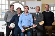 19 August 2015; In attendance at the announcement of the GPA’s Former Players Event which takes place in Croke Park on Saturday, September 19th, at 2.30pm are former players, from left to right, Sligo footballer Dara McGarty, Tyrone footballer Brian McGuigan, Kilkenny hurler Eddie Brennan, Dublin footballer Tony Hanahoe and Kildare footballer Dermot Earley. Dublin City Centre. Picture credit: Ramsey Cardy / SPORTSFILE