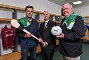 20 August 2015; In attendance at the launch of the EirGrid International Rules 2015 Series are, Uachtarán Chumann Lúthchleas Gael Aogán Ó Fearghail with Jeffrey Lynskey, left, Shinty / International Hurling Team Manager and Joe Kernan, International Rules Team Manager. Launch of the EirGrid International Rules 2015 Series, Croke Park, Dublin. Picture credit: Matt Browne / SPORTSFILE