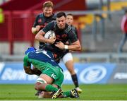 21 August 2015; Matt D'Arcy, Munster, is tackled by Nepia Fox-Matamua, Connacht. Pre-Season Friendly, Munster v Connacht, Thomond Park, Limerick. Picture credit: Matt Browne / SPORTSFILE