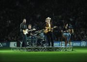 31 January 2009; Mundy and Sharon Shannon perform during half-time activities which mark the start of the 125th Anniversary Celebrations of the founding of the GAA in 1884. Dublin v Tyrone, Allianz GAA National Football League, Division 1, Round 1. Croke Park, Dublin. Picture credit: Stephen McCarthy / SPORTSFILE