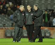 31 January 2009; Tyrone Manager Mickey Harte, left, with Brian Dooher, centre, and assistant manager Tony Donnelly before the game. Allianz National Football League, Division 1, Round 1, Dublin v Tyrone, Croke Park, Dublin. Picture credit: Oliver McVeigh / SPORTSFILE