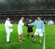 31 January 2009; Tyrone captain Ryan McMenamin and Dublin captain David Henry shake hands before the game. Allianz GAA National Football League, Division 1, Round 1, Dublin v Tyrone, Croke Park, Dublin. Picture credit: Ray McManus / SPORTSFILE