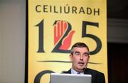 3 February 2009; Ulster council GAA President Tom Daly speaking at the launch of the Ulster Council's GAA 125th anniversary celebrations. Europa Hotel, Belfast, Co. Antrim. Picture credit: Oliver McVeigh / SPORTSFILE