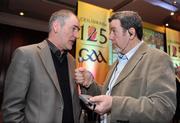 3 February 2009; Tyrone manager Mickey Harte is interviewed for radio at the launch of the Ulster Council's GAA 125th anniversary celebrations. Europa Hotel, Belfast, Co. Antrim. Picture credit: Oliver McVeigh / SPORTSFILE