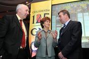 3 February 2009; Maeve Kyle, former Irish Olympian, centre, with Ulster GAA secretary Danny Murphy, left, and Ulster GAA President Tom Daly at the launch of the Ulster Council's GAA 125th anniversary celebrations. Europa Hotel, Belfast, Co. Antrim. Picture credit: Oliver McVeigh / SPORTSFILE