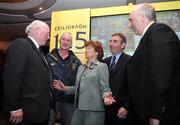 3 February 2009; Former Irish Olympian Maeve Kyle, centre, with, from left, former Down All Ireland winner Sean O'Neill, joint Antrim hurling manager Dominic McKinley, Ulster GAA President Tom Daly and Ulster GAA secretary Danny Murphy at the launch of the Ulster Council's GAA 125th anniversary celebrations. Europa Hotel, Belfast, Co. Antrim. Picture credit: Oliver McVeigh / SPORTSFILE